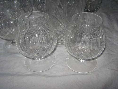 BRANDY OR COGNAC DECANTER, ICE BUCKET AND SIX GLASSES