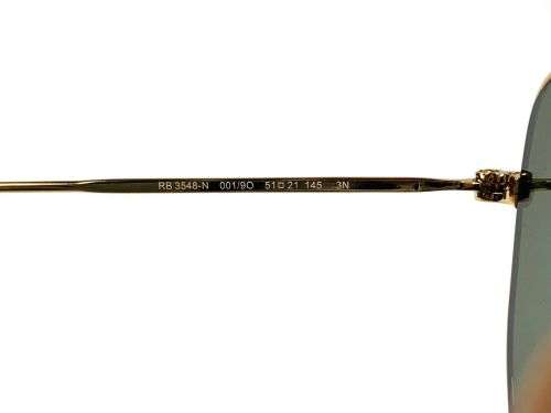 Brand New Ray-Ban Hexagonal RB3548N Flat Lenses 001/9O Gold Frame Blue Flash Lenses