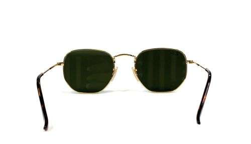 Brand New Ray-Ban Hexagonal RB3548N Flat Lenses 001/9O Gold Frame Blue Flash Lenses