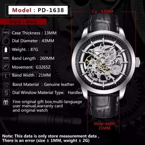 Pagani Design Skeleton watch