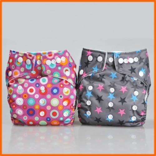 Reusable Baby cloth diaper  (White snaps)