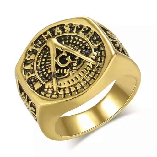 Vintage style Masonic mens ring