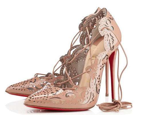 Louboutin Red Bottom Sexy  Toe Lace Up High Heels size 2 -7 in Black, White, Gold,Apricot