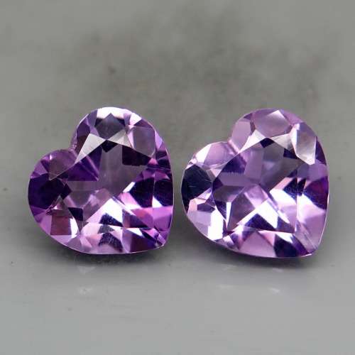 5.48ct Beautiful Heart Shape 10 mm PAIR! 100% Natural Amethyst