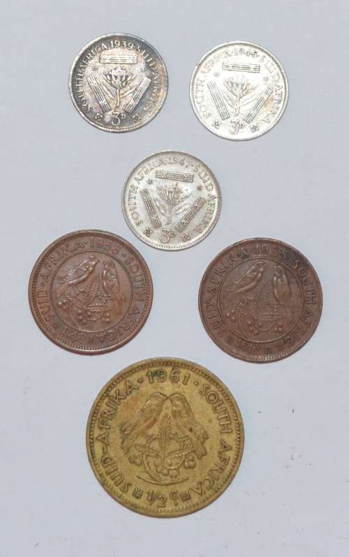 OLD SOUTH AFRICAN COIN LOT - YOUR BID IS FOR ALL 6 COINS