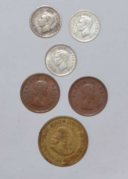 OLD SOUTH AFRICAN COIN LOT - YOUR BID IS FOR ALL 6 COINS