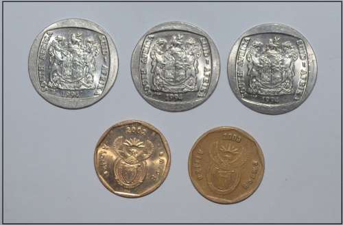 SET OF 3 R5 PRESIDENTIAL INAUGURATION COINS 1994, SOCCER AND CRICKET 50c COIN