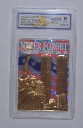 23kt GOLD 2002 NEVER FORGET COLLECTABLE 1ST ANNIVERSARY 9/11