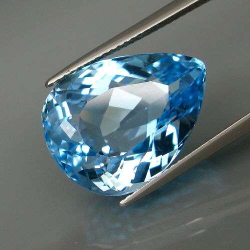 Beautiful 19.68ct Huge 100% Natural Swiss Blue Pear Cut Topaz