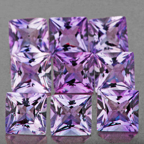 5.02ct STUNNING SQUARE CUT 100% NATURAL 9 PIECE SET AMETHYST