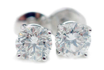 STUNNING! 0.65ct VVS 14K WHITE GOLD DIAMOND STUDS EARRINGS