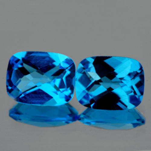 STUNNING! 3.14CT/2P RECTANGLE SWISS BLUE TOPAZ