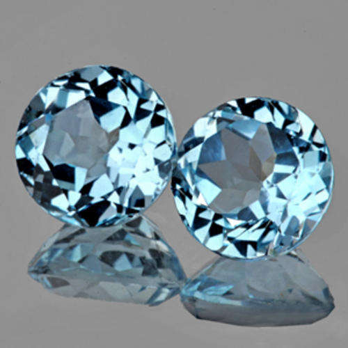 STUNNING! 4.29CT ROUND CUT SPARKLING SKY BLUE TOPAZ PAIR