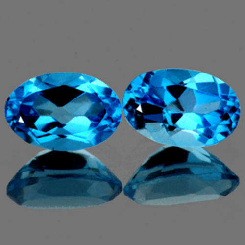 BEAUTIFUL PAIR OF OVAL CUT SWISS BLUE TOPAZ