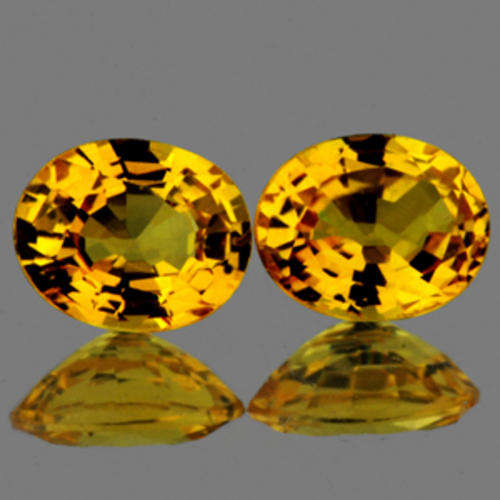 STUNNING PAIR OVAL CUT GOLDEN YELLOW SAPPHIRE