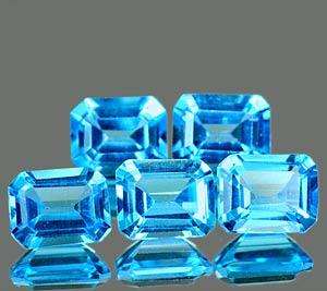STUNNING! 2.37 Ct. 5 Pcs. Natural Swiss Blue Topaz