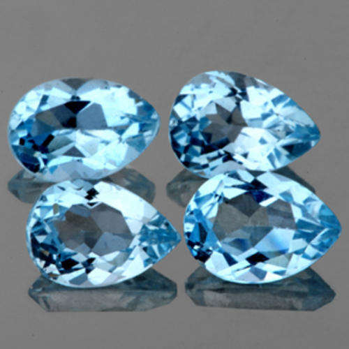 4 PIECES PEAR CUT SKY BLUE TOPAZ
