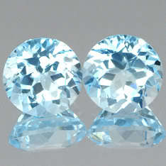 2 Pieces Round Cut Natural Sky Blue Topaz