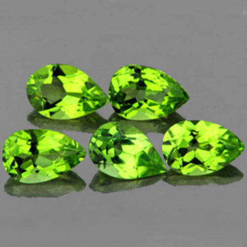 2.26CT/5PC PEAR CUT GREEN NATURAL BURMESE PERIDOT