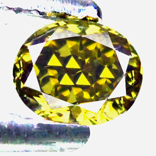 0.15Ct OVAL CUT NATURAL GREENISH YELLOW DIAMOND - VVS