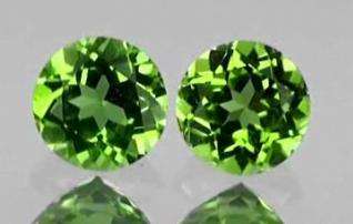1.11ct ROUND CUT PAIR NATURAL GREEN BURMESE PERIDOT
