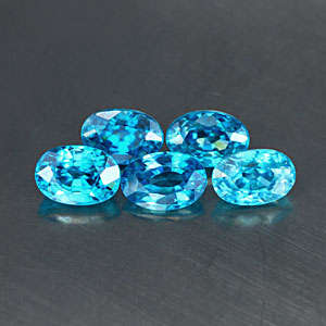 4.07 Ct 5 Pcs Oval Cut Natural Blue Zircon Lot