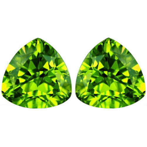 2.76ct MATCHING PAIR OF TRILLION CUT NATURAL PERIDOTS