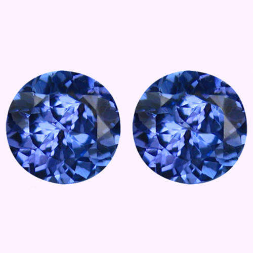 MATCHING PAIR ROUND CUT NATURAL TANZANITE