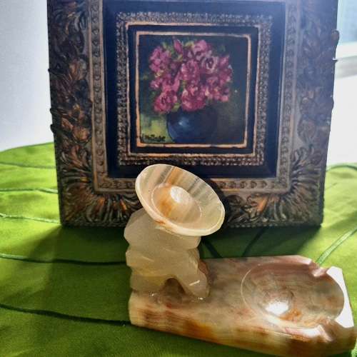 Vintage Sombrero Marble Alabaster Stone Ashtray