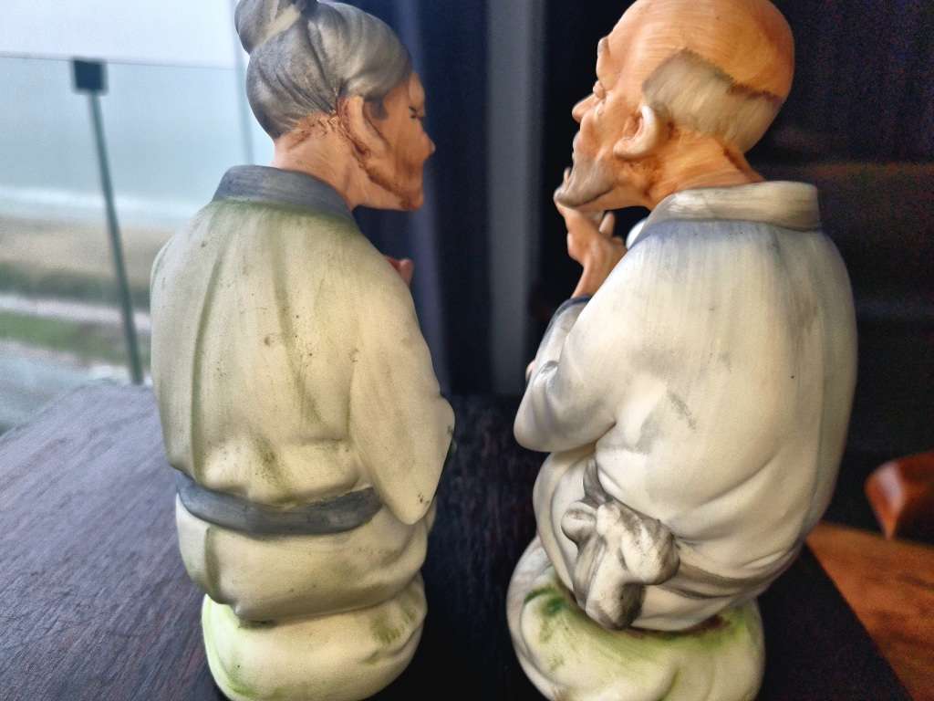 Old Couple Man and Woman Figurines