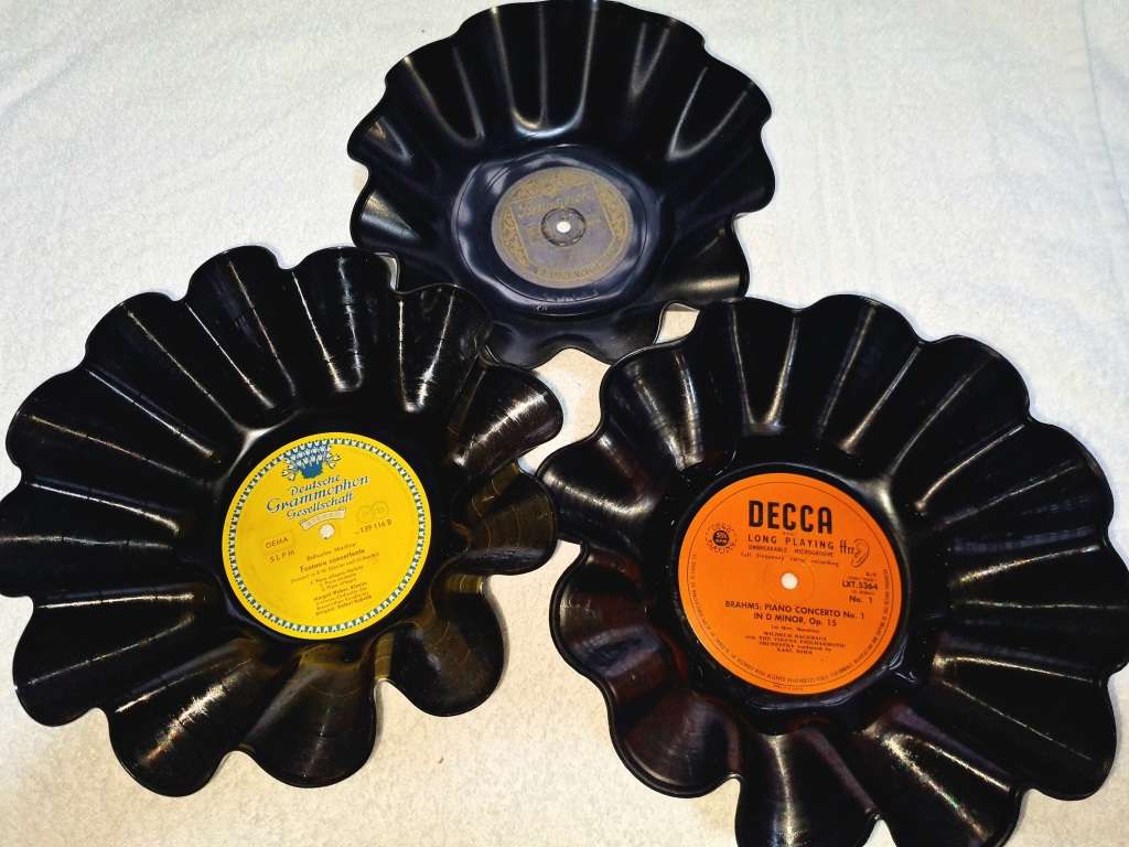 Set of 3Record Bowls - Recycled Vinyl LPs