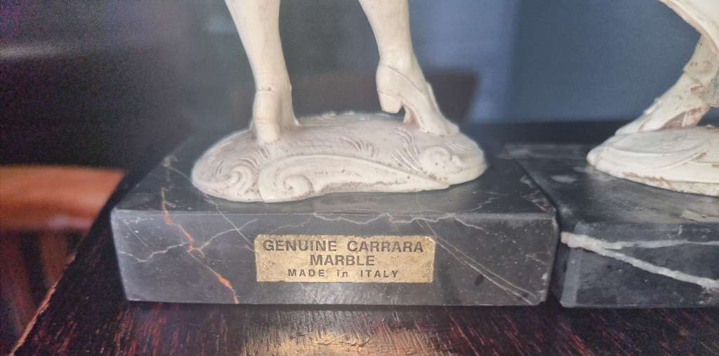 Vintage Colonial Figurines on Genuine Carrara Marble Base