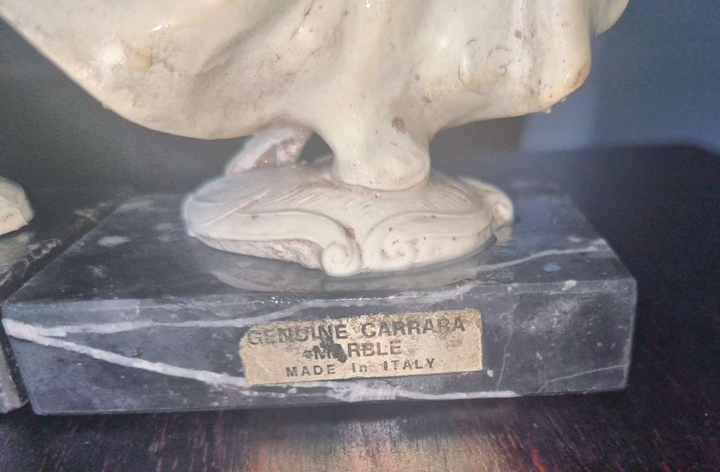 Vintage Colonial Figurines on Genuine Carrara Marble Base