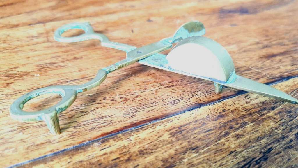 Rare brass candle wick scissors snuffers