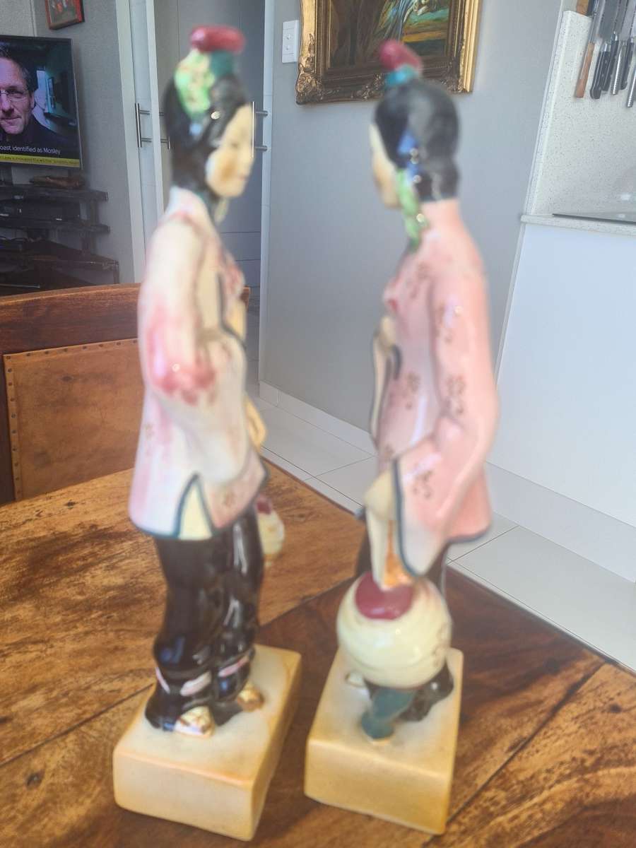 Pair of Vintage Porcelain Asian Figurine Number and stamped