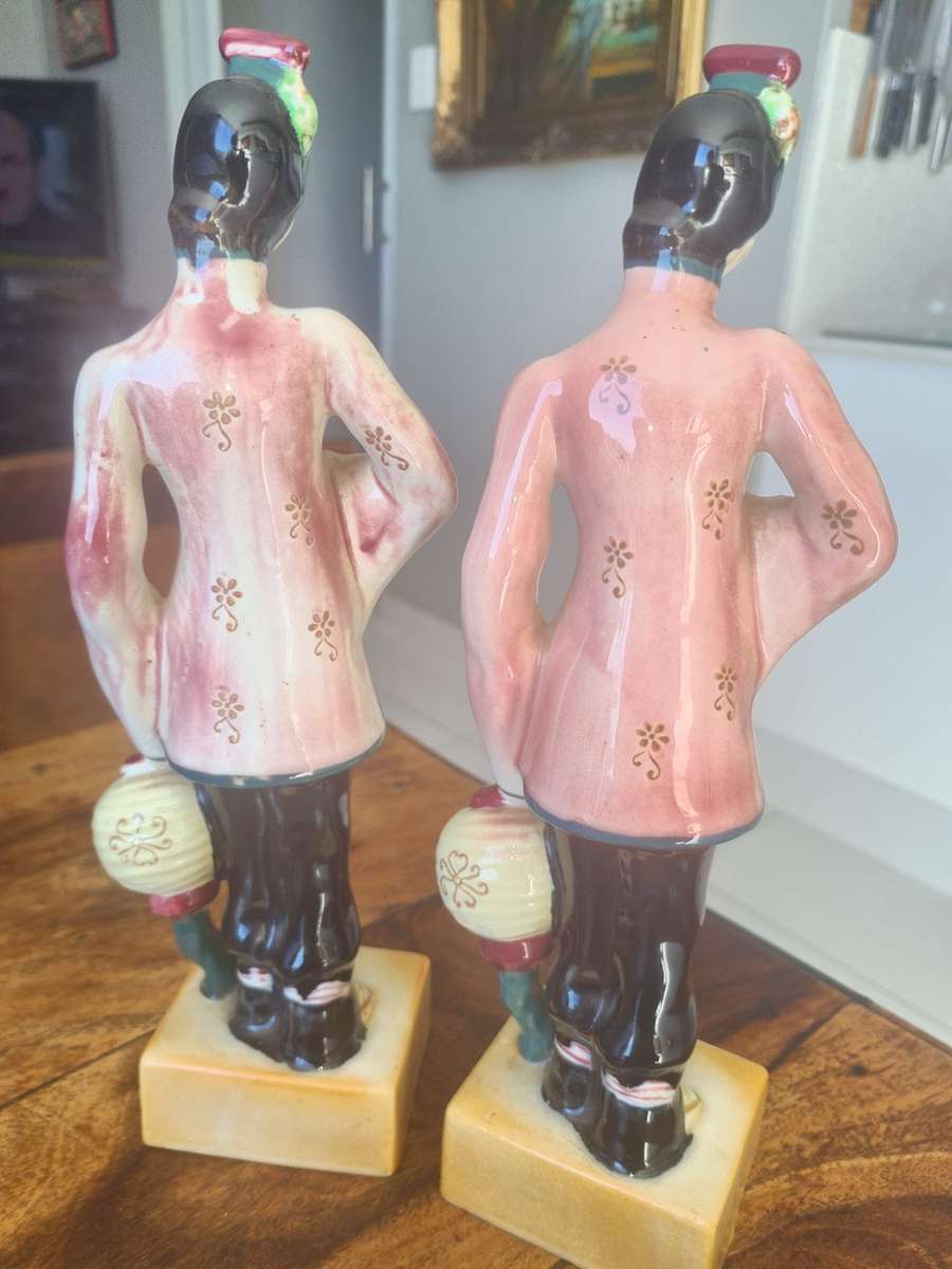 Pair of Vintage Porcelain Asian Figurine Number and stamped