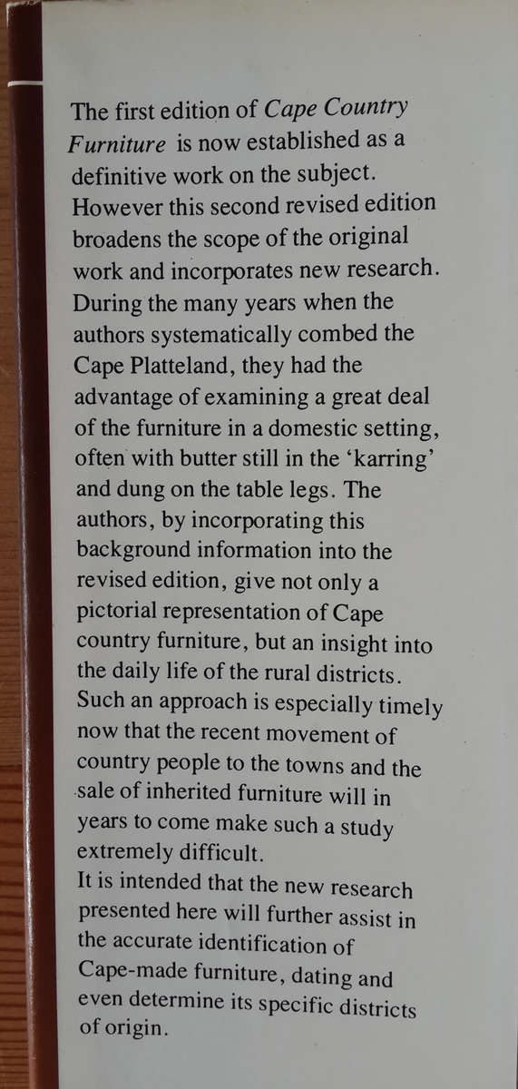 Cape country furniture: A pictorial survey of regional styles, materials, and techniques in the Cape