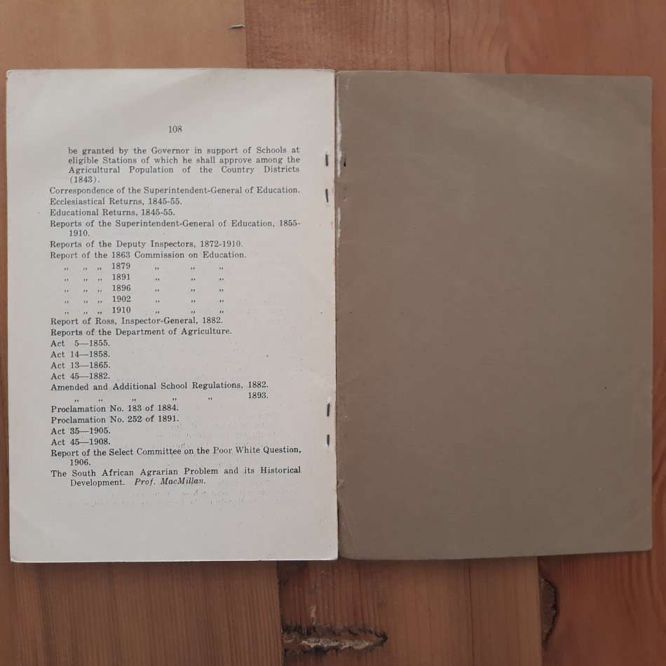 A Sketch of the Development of Rural Education (European) in the Cape Colony (1652 - 1910)