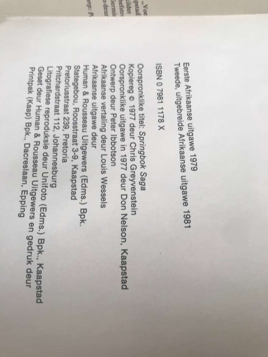 Springbok-Sage: Die Verhaal in Beeld - van 1891 tot Vandag