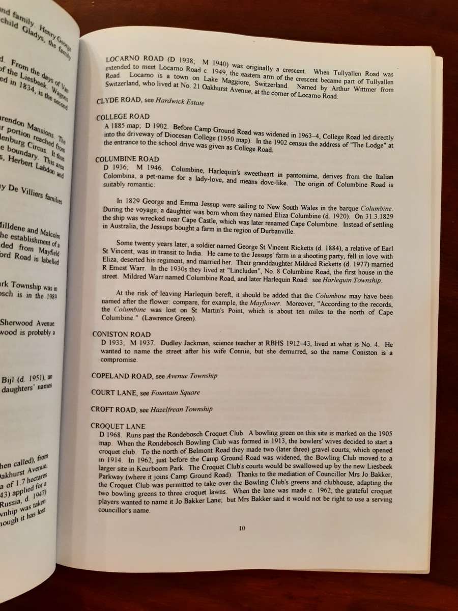 *SIGNED* Rondebosch and Rosebank Street Names - Peter Hart