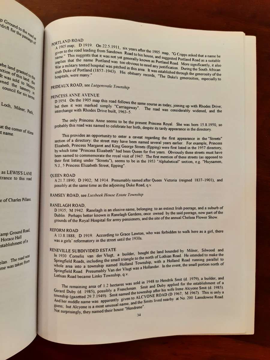 *SIGNED* Rondebosch and Rosebank Street Names - Peter Hart