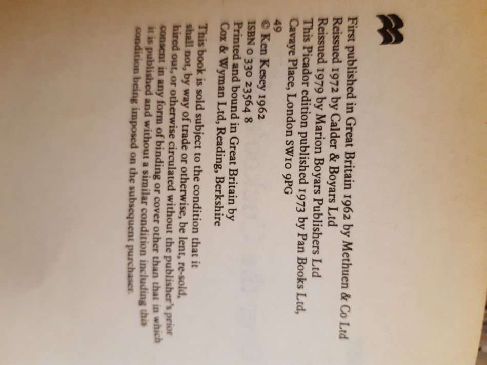 One Flew over the Cuckoo's Nest (Picador Books)  Ken Kesey