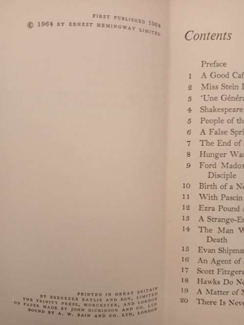 A Moveable Feast - Ernest Hemingway