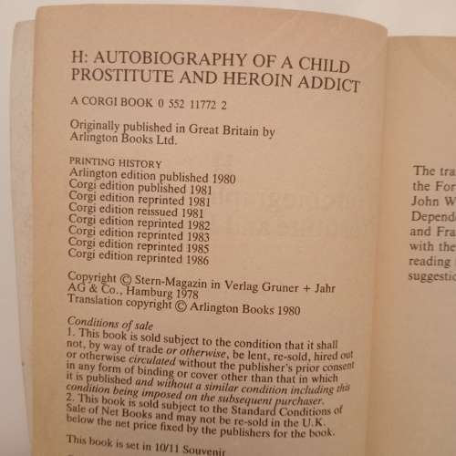 H. `: Autobiography of a Child and Heroin Addict. Christiane F.