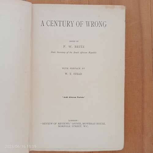 A Century of Wrong  (F W Reitz and W T Stead)