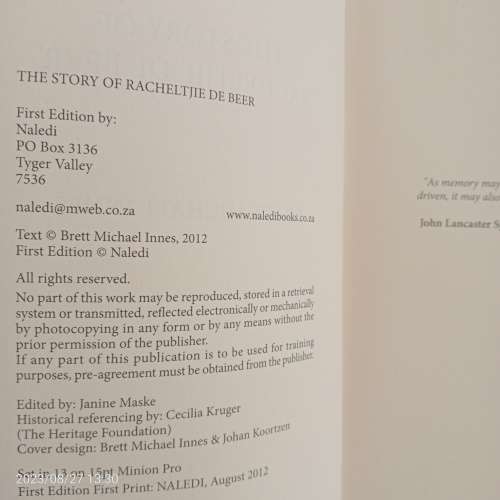 CLEARANCE! The Story of Racheltjie De Beer - Brett Michael Innes
