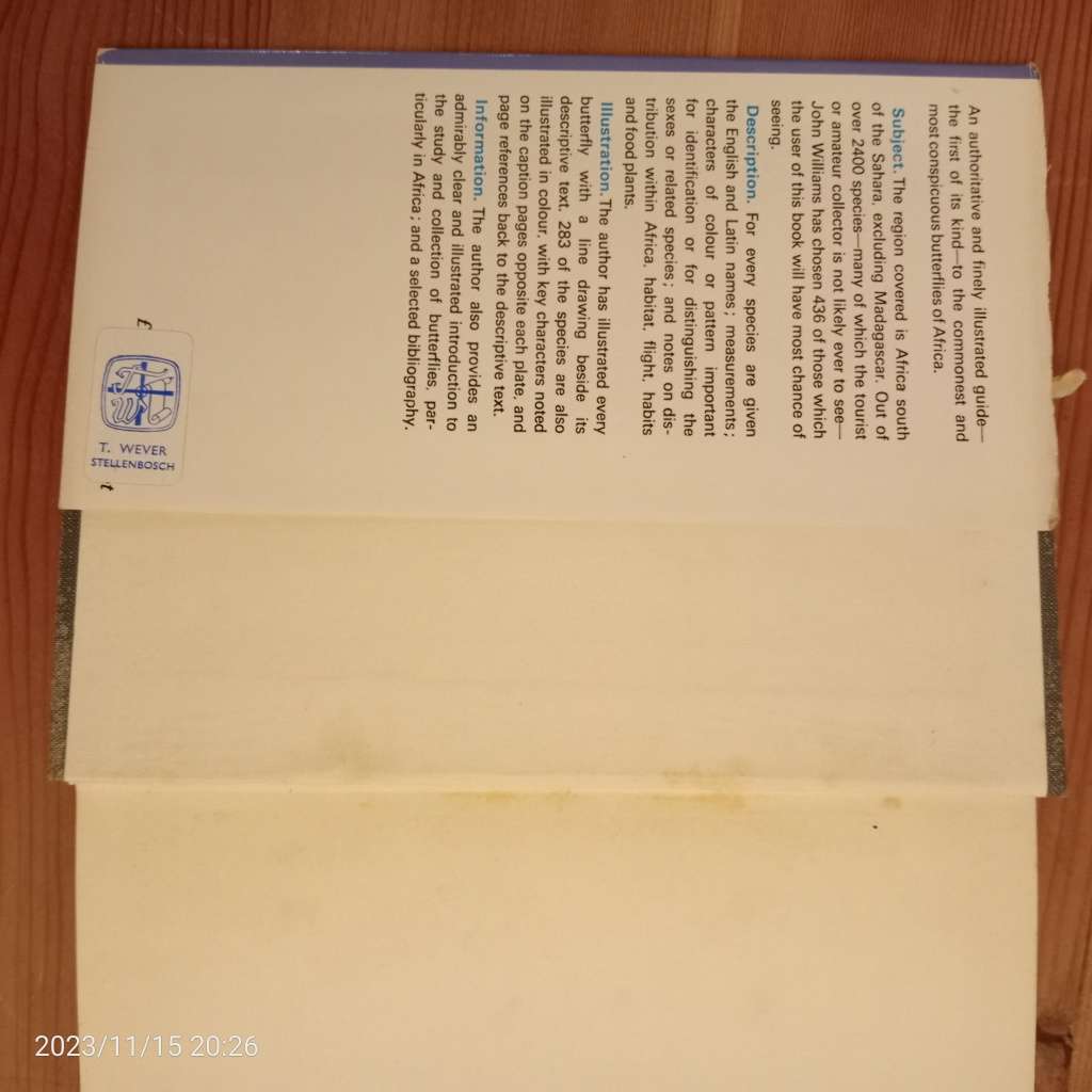 CLEARANCE! A Field Guide to the Butterflies of Africa - John George Williams