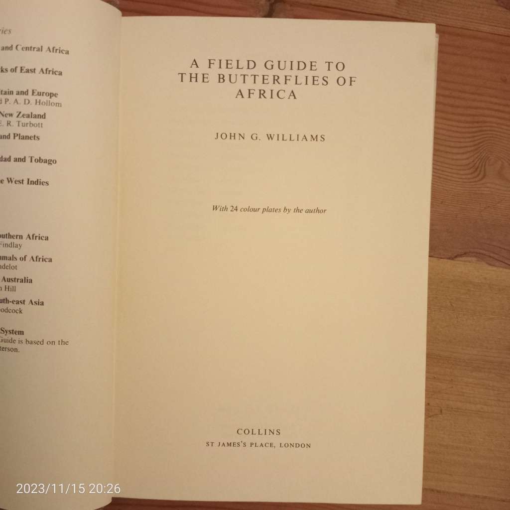 CLEARANCE! A Field Guide to the Butterflies of Africa - John George Williams