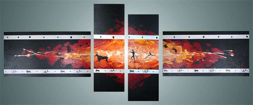 Original by Mario Pelser - Abstract  - 4 Panel Group Painting - size 1600 x 690