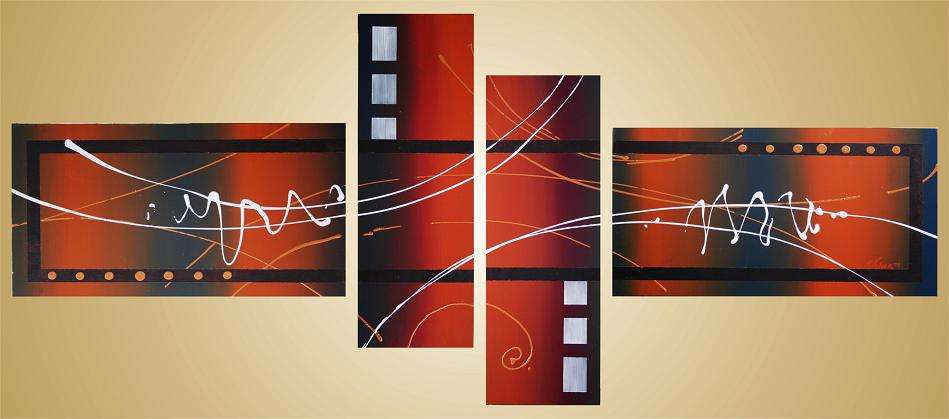 Original by Mario Pelser - Abstract  - 4 Panel Group Painting - size 1680 x 700